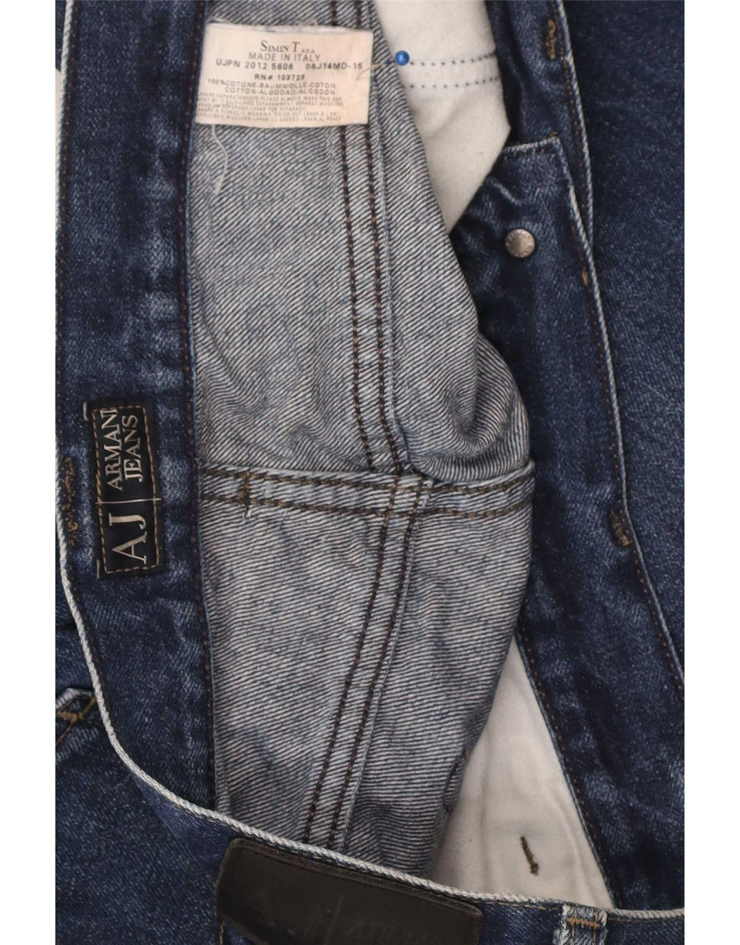 Calça jeans reta masculina Armani W38 L34 algodão azul marinho