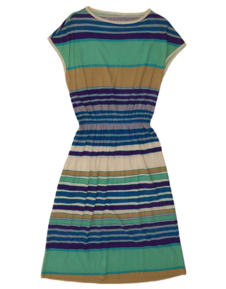 Vestido básico feminino vintage UK 12 médio listrado multicolorido