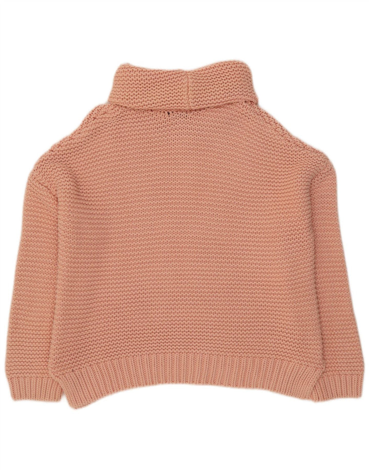 Suéter feminino Zara com gola alta e gola redonda, 10 algodão rosa pequeno