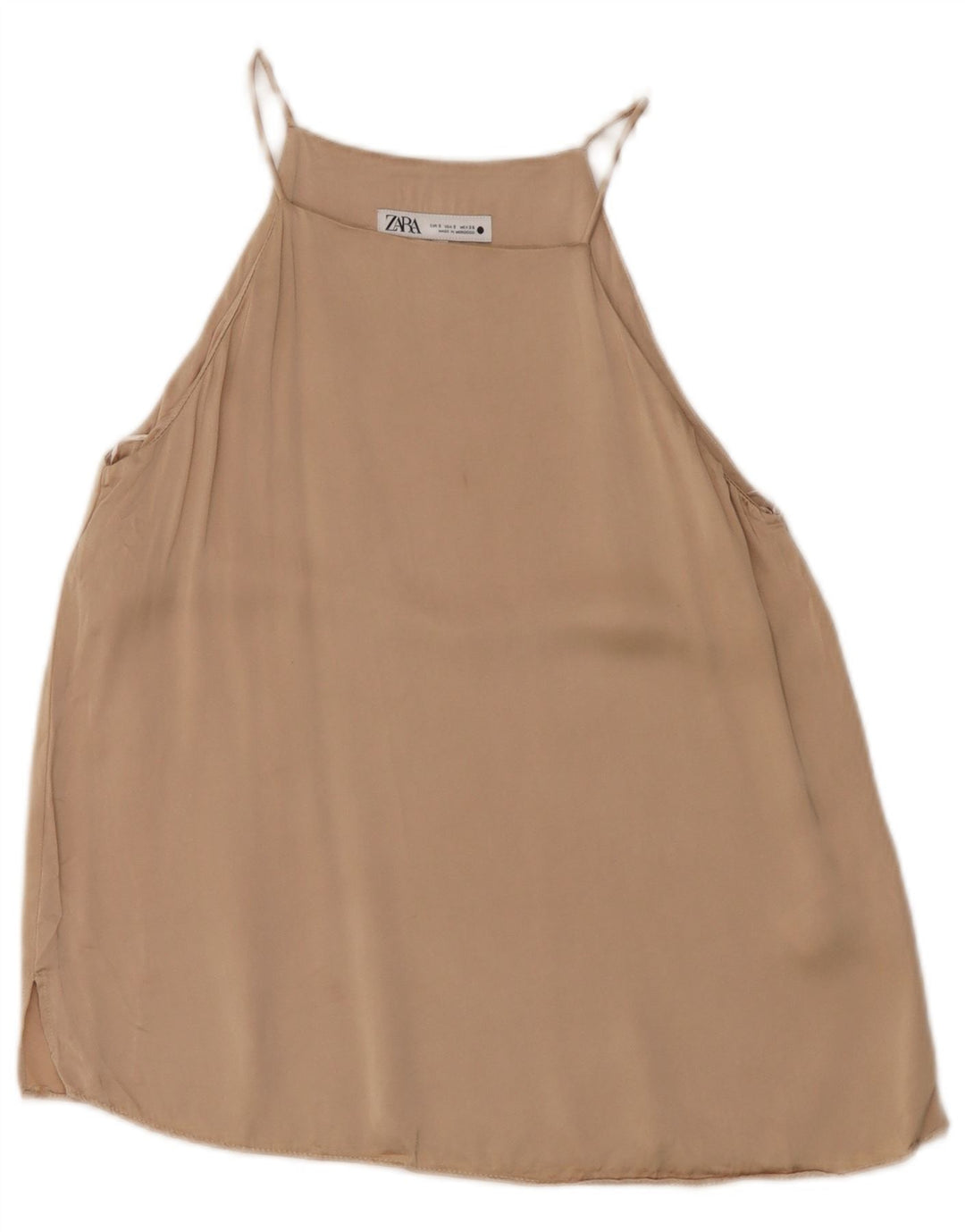 Zara Womens Cami Top UK 10 Pequeno Bege Viscose