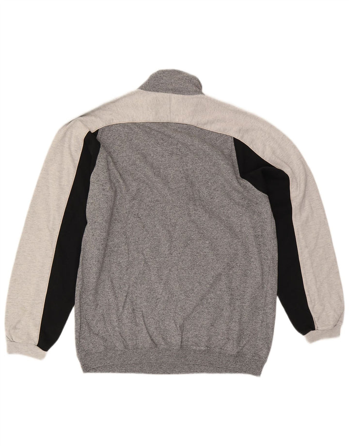 CHAMPION Suéter masculino com gola e zíper, grande, cinza, algodão colorblock