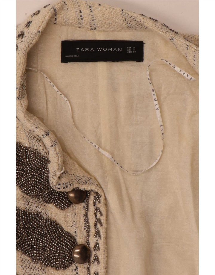Zara Feminino Open Gilet UK 12 Médio Bege