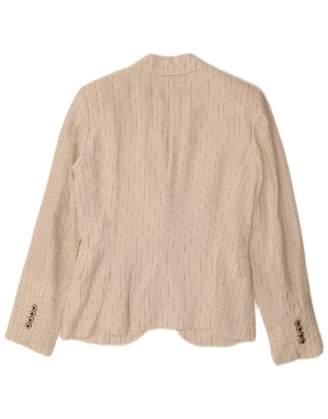Jaqueta blazer feminina ZARA com 1 botão Reino Unido 10 pequeno linho listrado branco