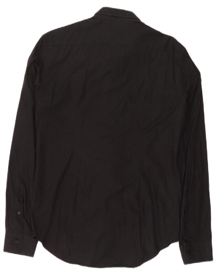 Camisa masculina Zara Slim Fit média preta