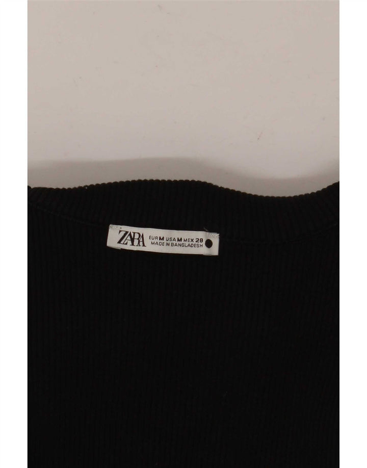 Vestido polo feminino de manga comprida Zara UK 12 médio preto