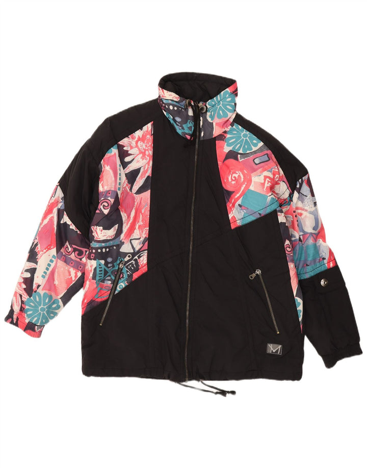 Jaqueta corta-vento feminina MAIER de grandes dimensões Reino Unido 14 grande preto floral