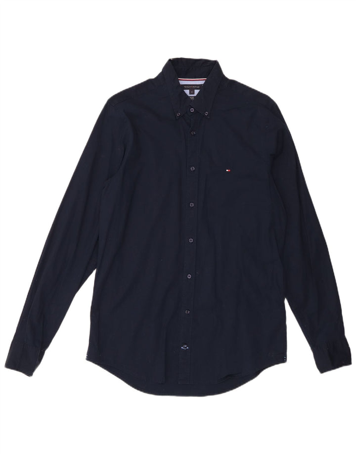 Camisa masculina Tommy Hilfiger Slim Fit médio algodão azul marinho