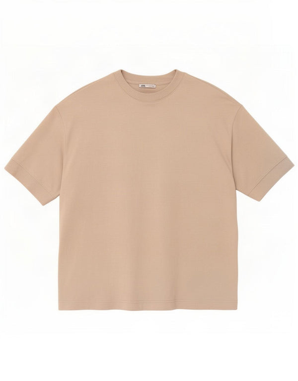 Camiseta masculina Zara Top médio algodão bege