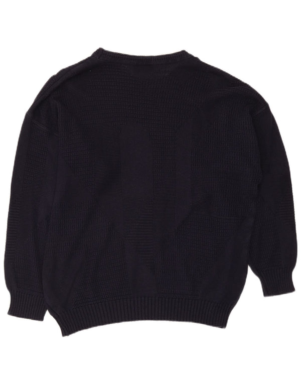 Suéter masculino Enzo Lorenzo com gola canoa IT 54 XL azul marinho geométrico