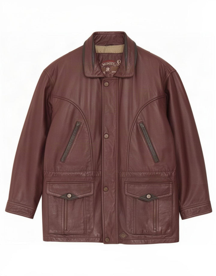 Jaqueta de couro masculina Montes UK 44 2XL marrom