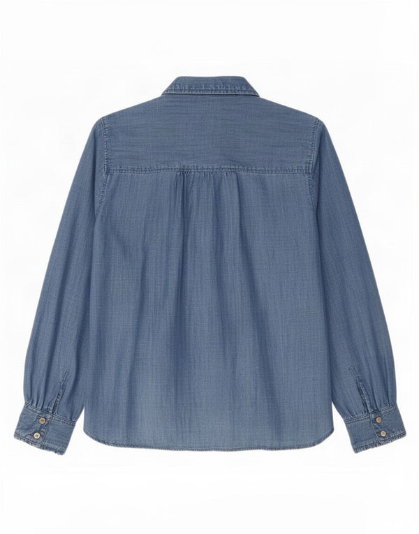 Camisa jeans feminina Marks & Spencer Reino Unido 16 grande azul Lyocell