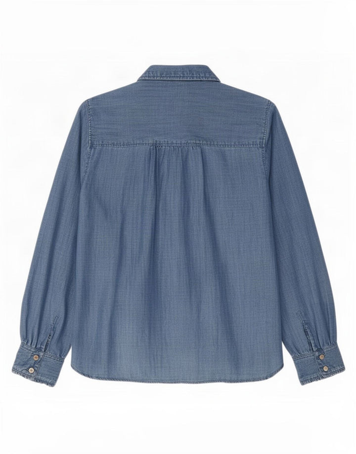 Camisa jeans feminina Marks & Spencer Reino Unido 16 grande azul Lyocell