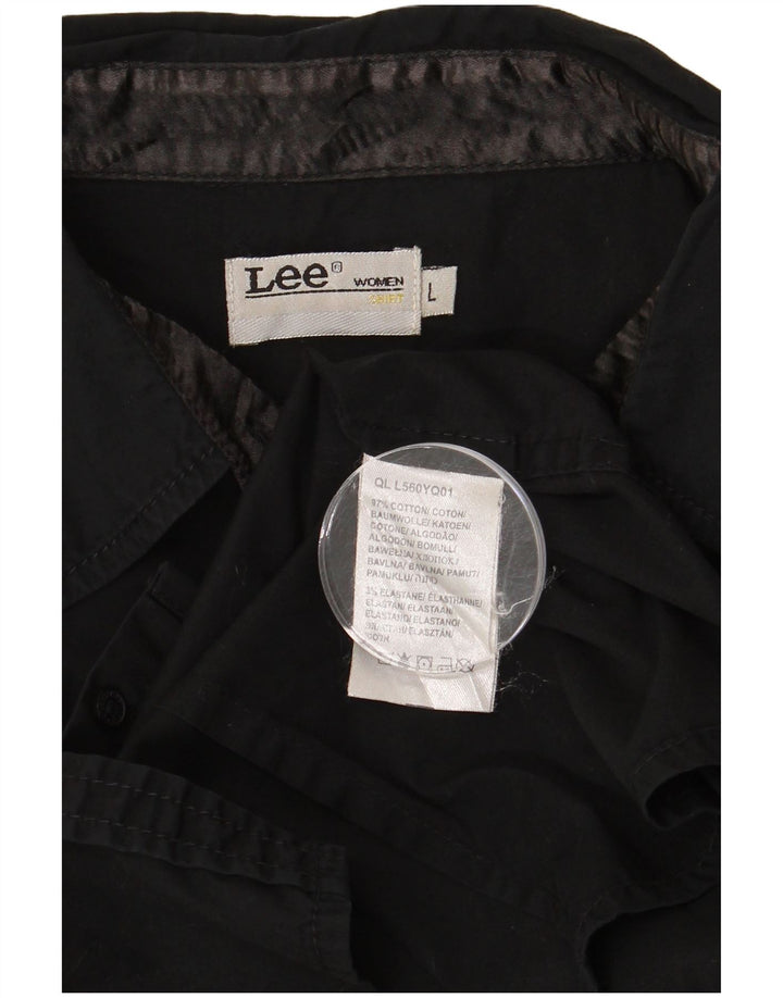 Camisa feminina de manga curta LEE Reino Unido 16 grande algodão preto