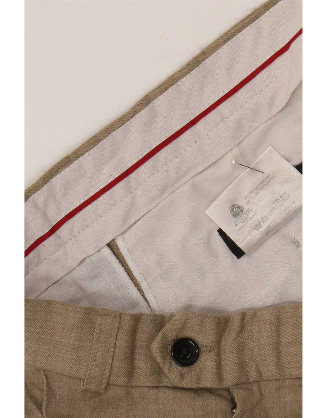 Calça masculina Marks & Spencer St. Michael Crop Pegged Suit W32 L26 bege