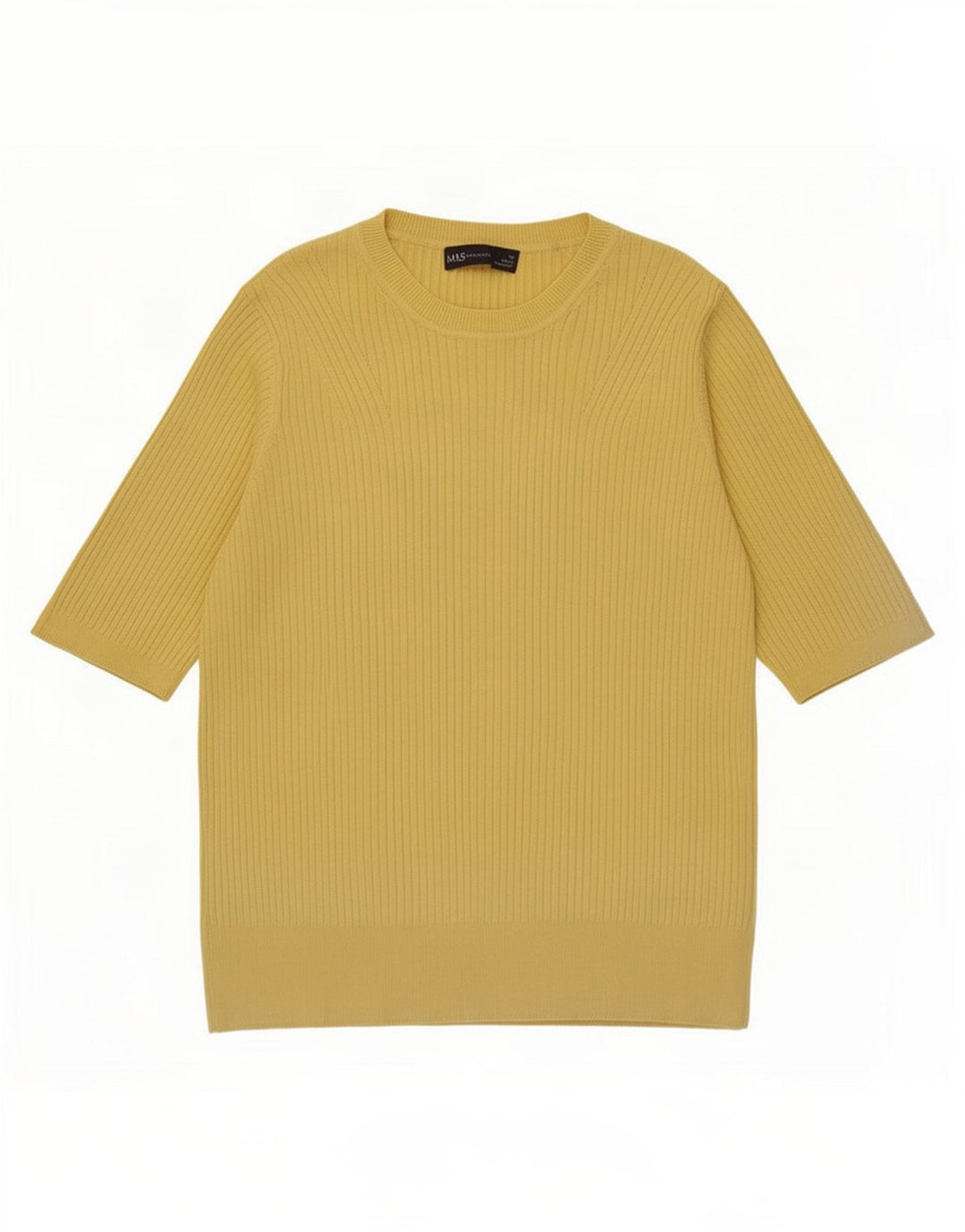 Suéter feminino Marks & Spencer com gola redonda Reino Unido 14 médio amarelo