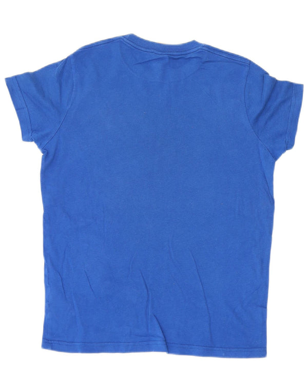 Hollister Camiseta masculina gráfica top pequeno algodão azul