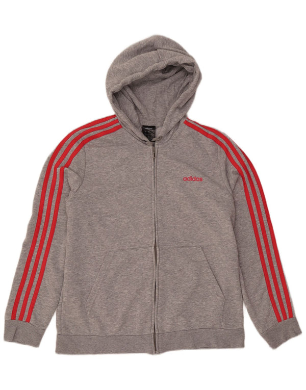 ADIDAS Suéter feminino com capuz e zíper UK 20/22 XL cinza manchado de algodão