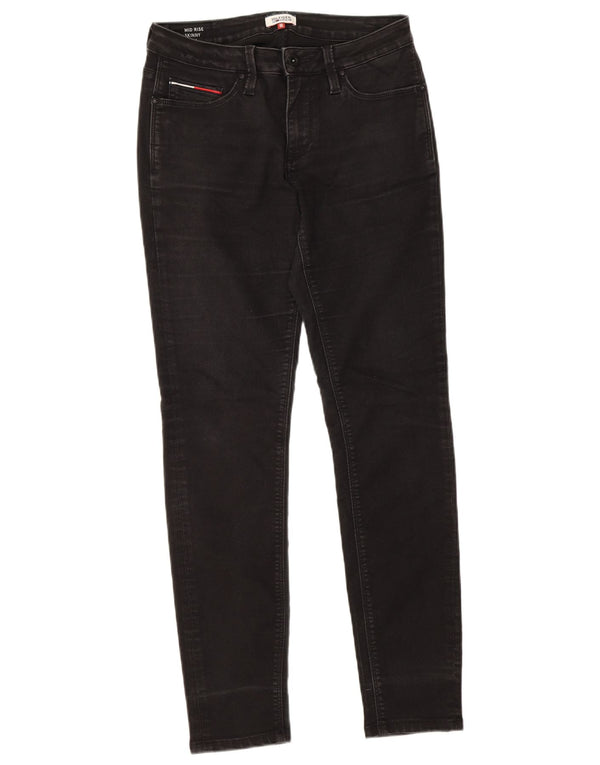 Jeans skinny de cintura média feminino Tommy Hilfiger W29 L30 algodão preto