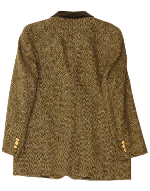 Jaqueta blazer feminina Basler com 3 botões UK 16 grande espinha de peixe verde clássica