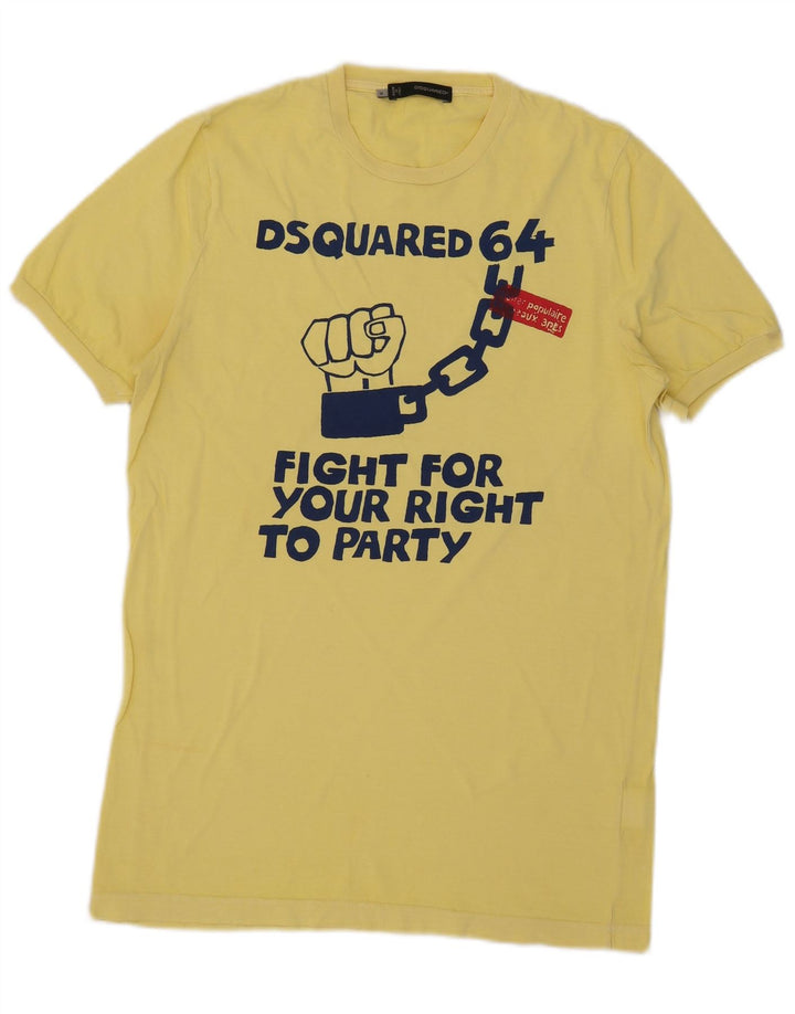 Camiseta gráfica masculina Dsquared2 Top médio algodão amarelo