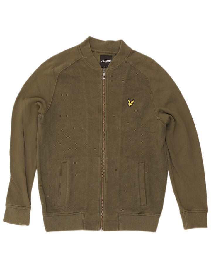 Lyle & Scott Jaqueta masculina de agasalho pequeno de algodão cáqui