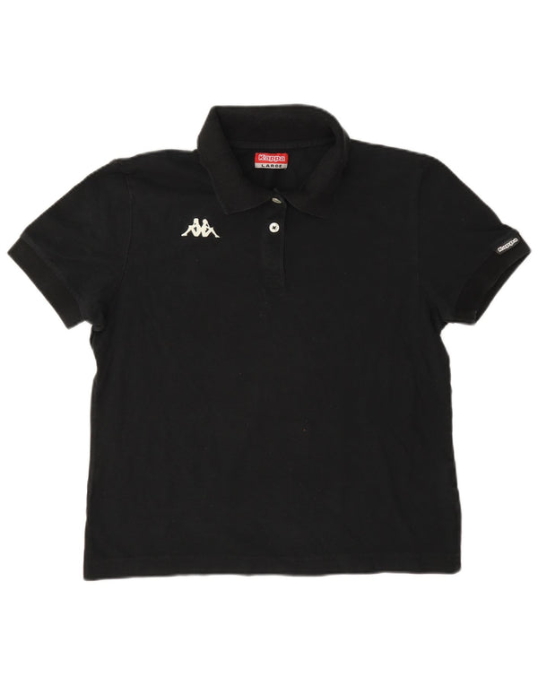 Camisa polo feminina Kappa UK 16 grande algodão preto
