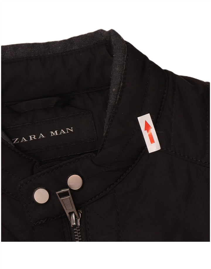 Jaqueta acolchoada masculina Zara UK 40 grande poliéster preto