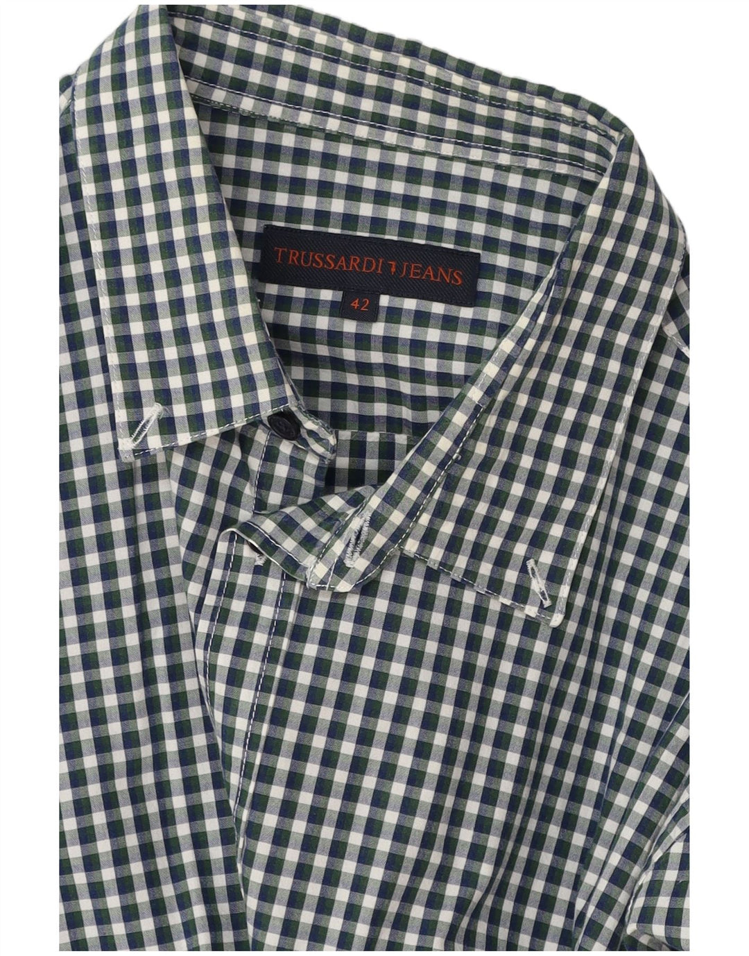 Trussardi Jeans Camisa masculina tamanho 42 grande guingão multicolorido