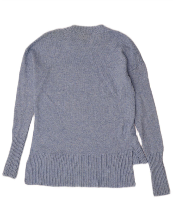 Suéter feminino J. Crew com gola redonda e lã azul UK 2 2XS