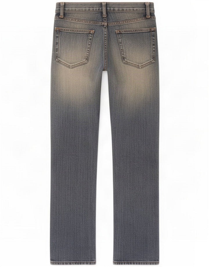 Por favor, jeans reto feminino médio W30 L31 algodão azul