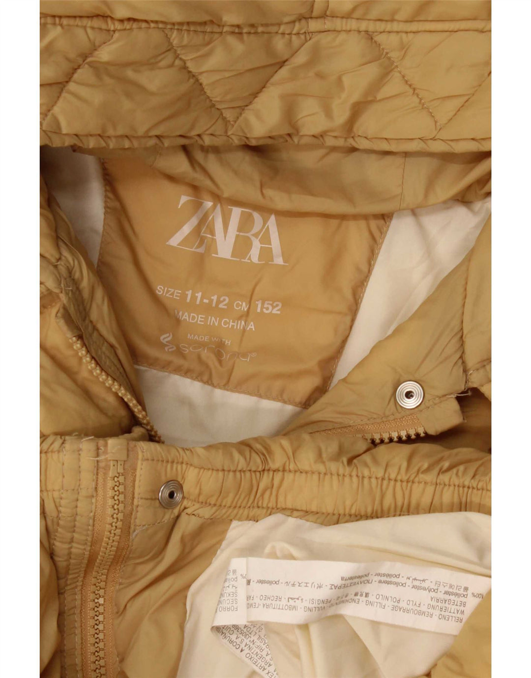 Zara Jaqueta acolchoada com capuz para meninas 11-12 anos poliamida amarela