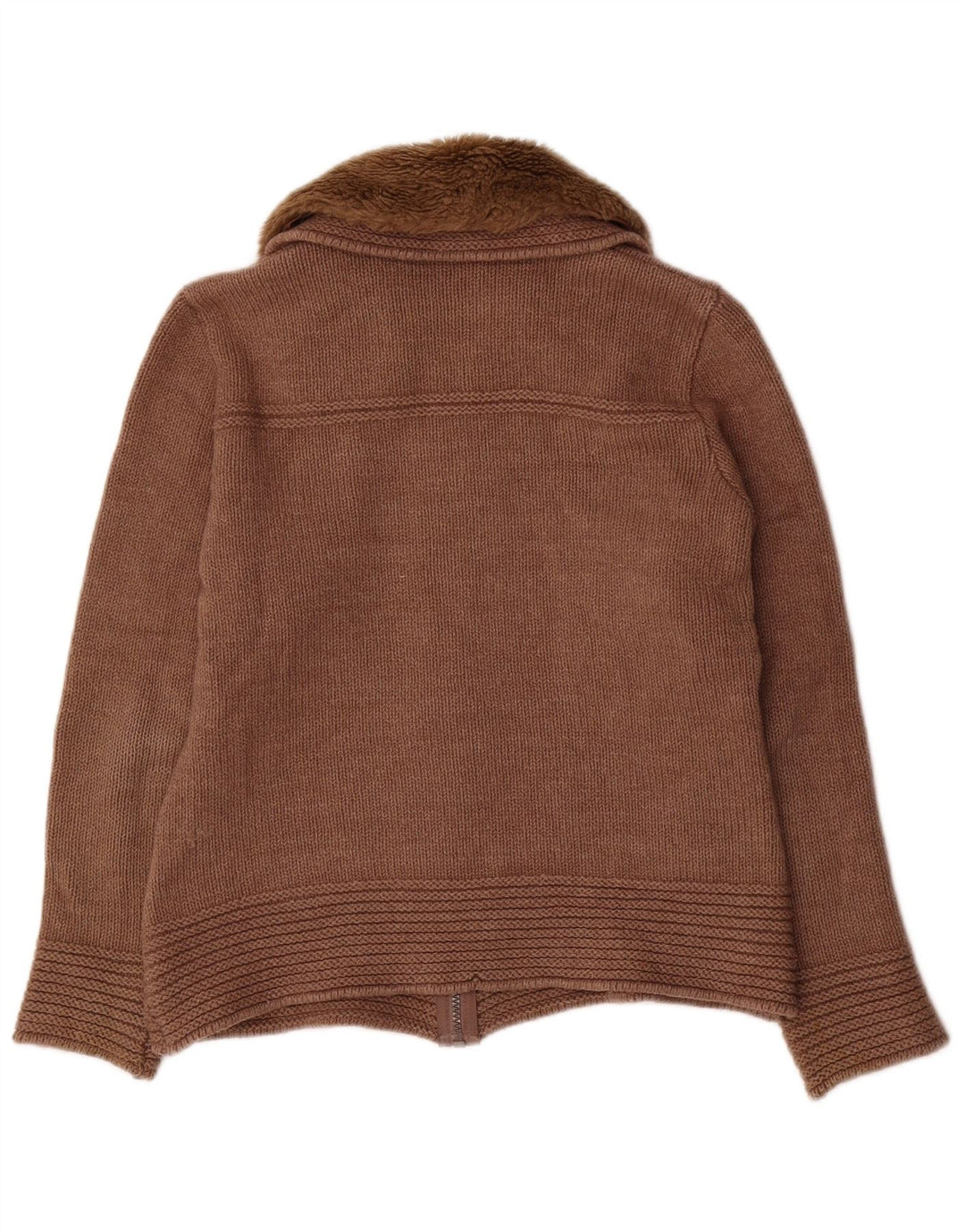 Suéter cardigã feminino Marks & Spencer SUK 14 lã marrom médio