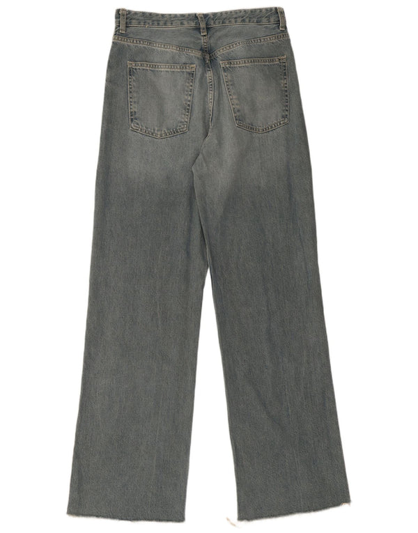 Zara Jeans feminino cintura alta com perna larga EU 42 grande W32 L33 algodão azul