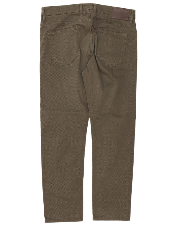 SIVIGLIA Calça masculina reta casual W35 L30 cáqui manchado algodão