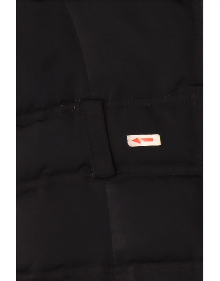 Casaco acolchoado com capuz feminino Zara UK 12 médio preto nylon