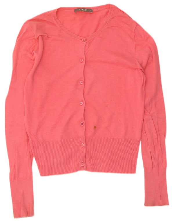Suéter cardigã feminino Oasis UK 10 pequeno algodão rosa