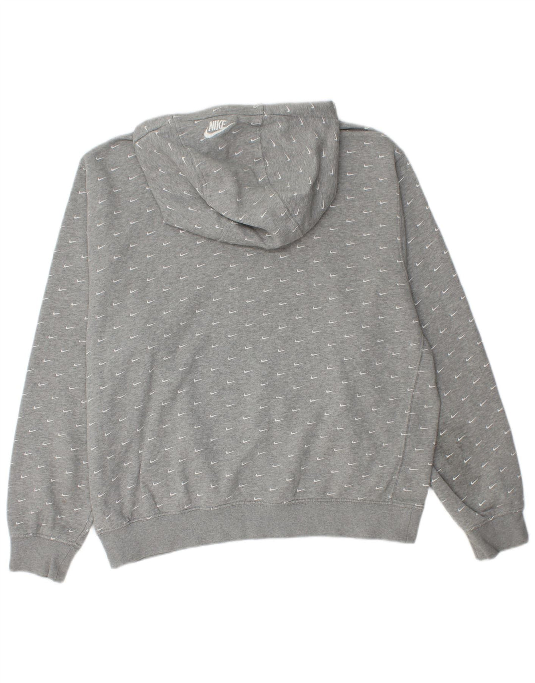 NIKE Mens Graphic Hoodie Jumper Grande Algodão Cinza