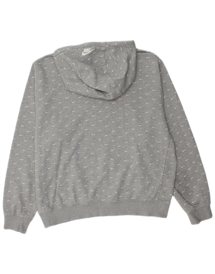 NIKE Mens Graphic Hoodie Jumper Grande Algodão Cinza