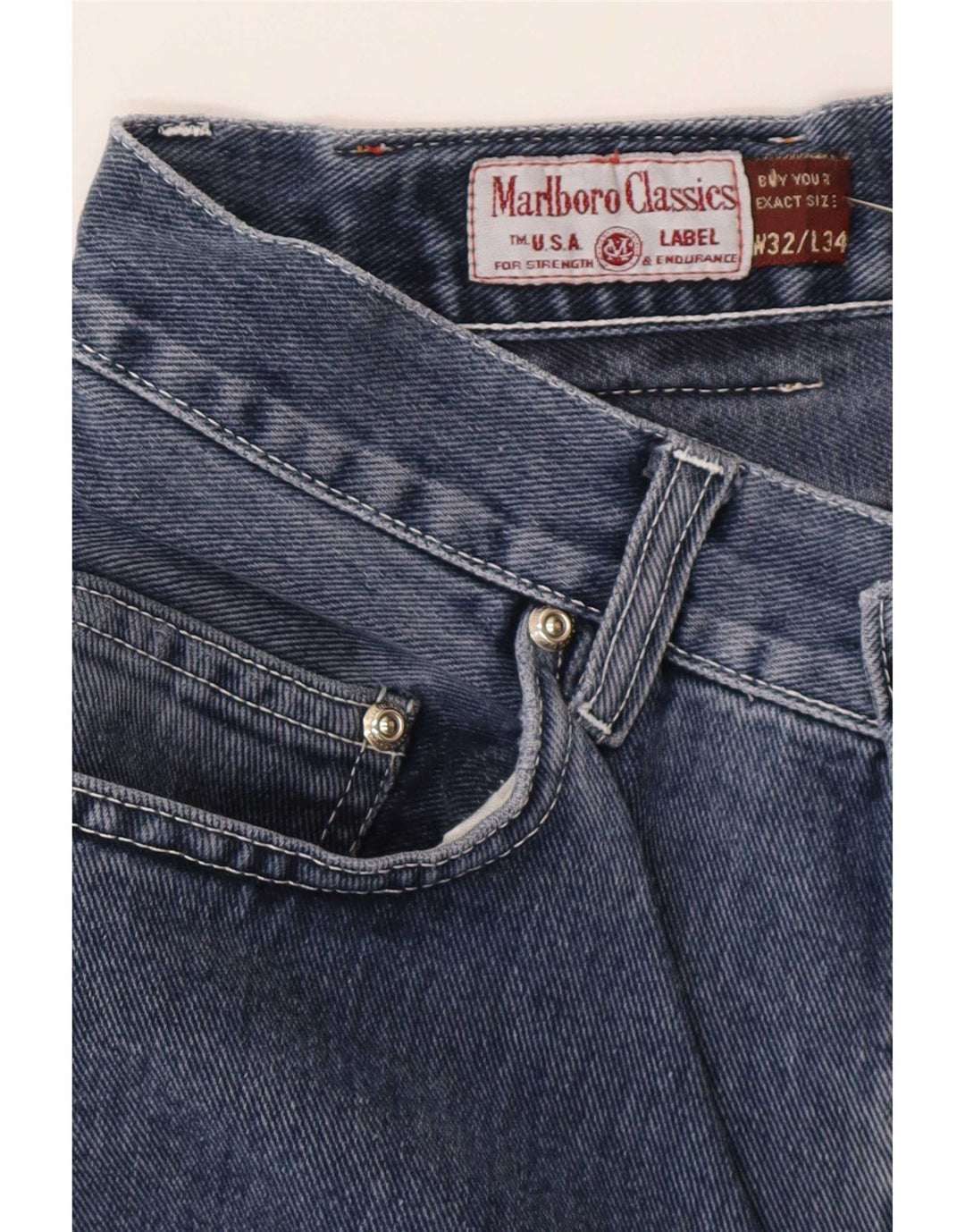 Marlboro Classics Mens Straight Jeans W32 L30 Azul Algodão