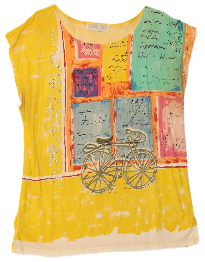 Camiseta feminina gráfica Iceberg Top IT 44 amarelo médio