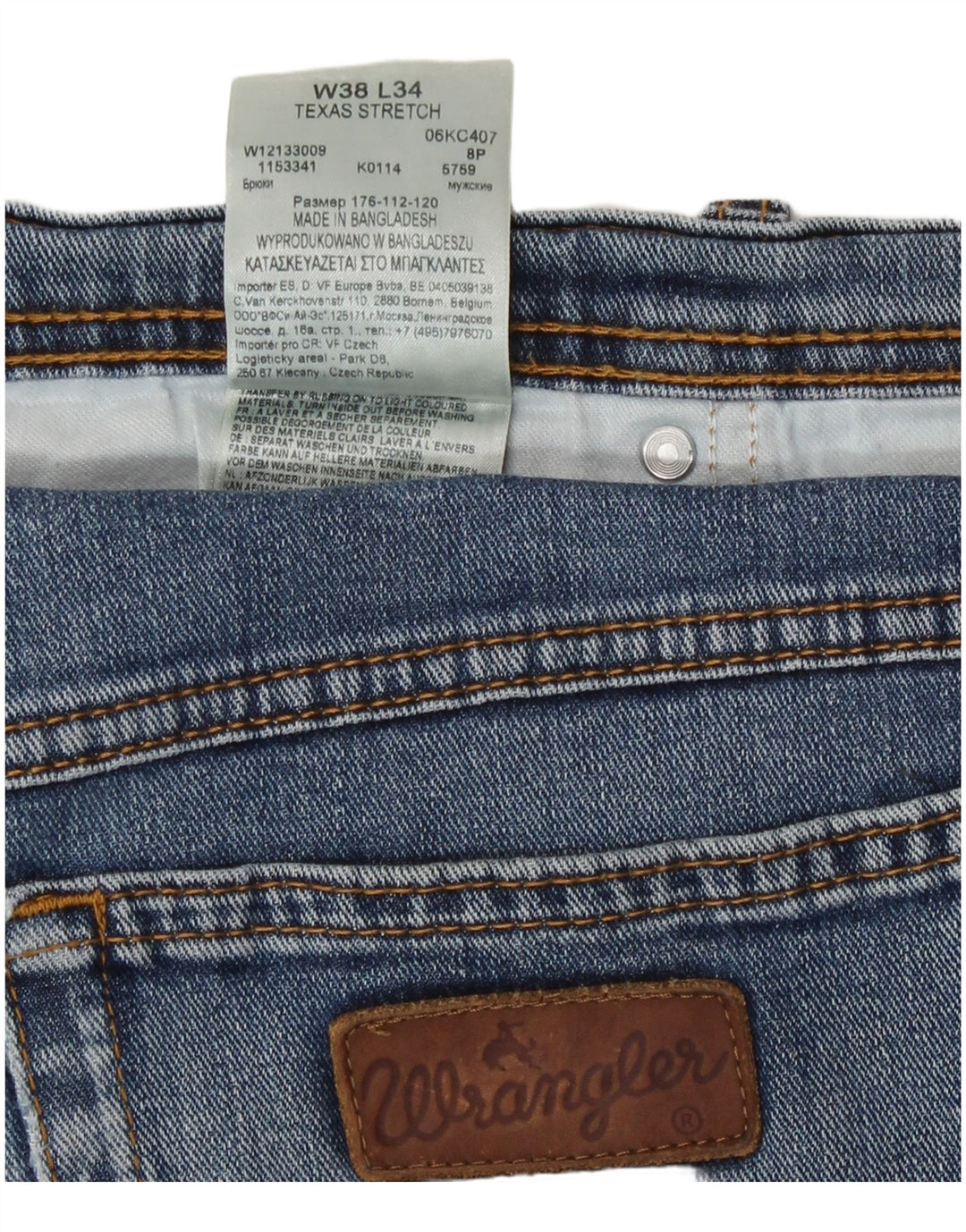 Wrangler Mens Straight Jeans W38 L31 Azul Algodão