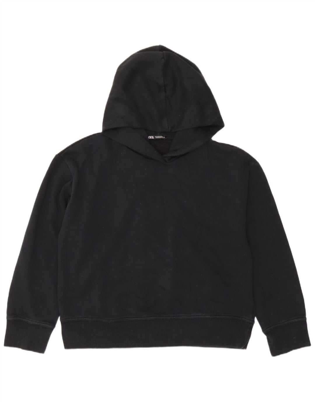 Zara Womens Oversized Hoodie Jumper Reino Unido 14 Médio Algodão Preto