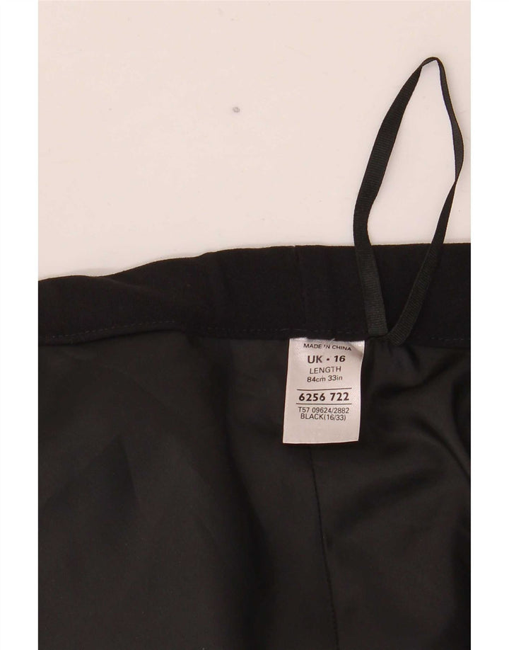 Saia feminina Marks & Spencer com padrão abstrato evasê UK 16 grande W40 preta