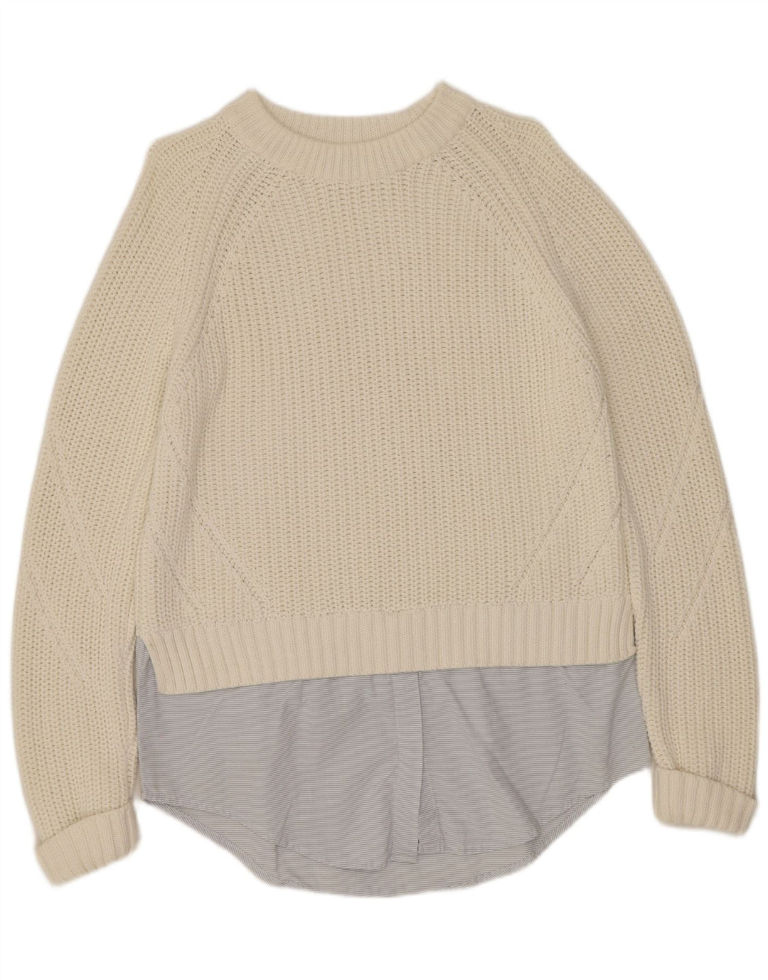 Suéter feminino Marks & Spencer com gola redonda UK 14 grande off white