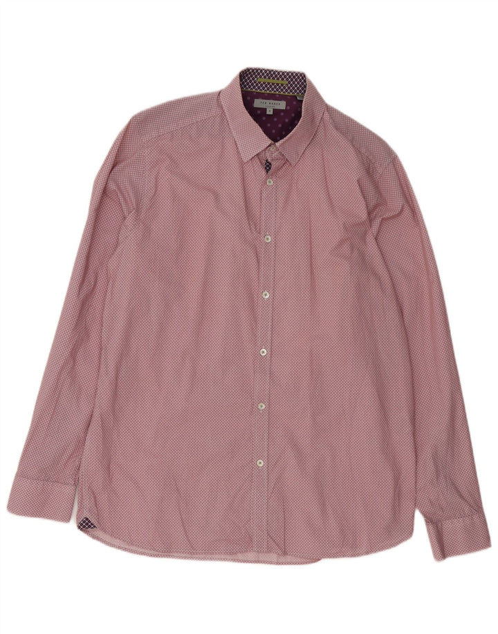 Camisa masculina Ted Baker tamanho 5 XL algodão floral vermelho