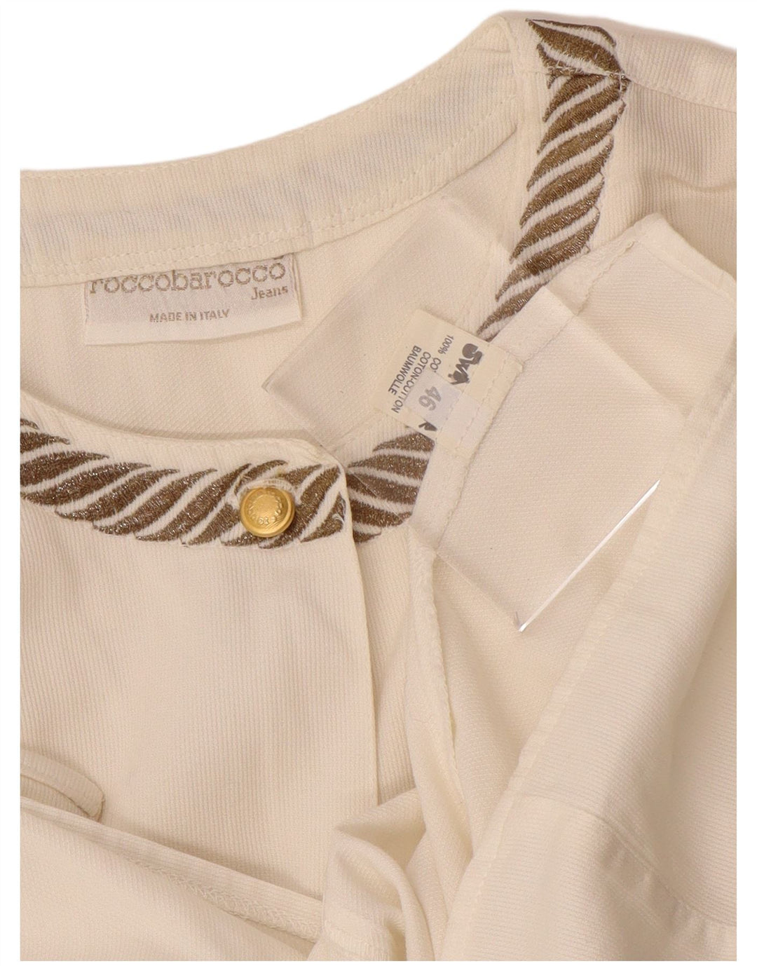 Blusa feminina ROCCOBAROCCO IT 46 grande algodão listrado branco