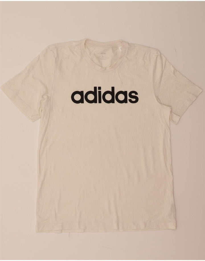 ADIDAS Mens Graphic T-Shirt Top Large White Cotton Vintage Adidas and Second-Hand Adidas from Messina Hembry 