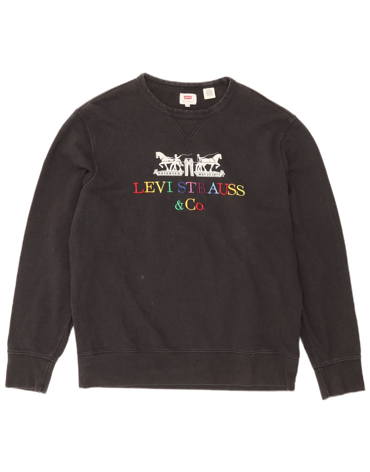 Levi's moletom gráfico masculino jumper médio preto algodão