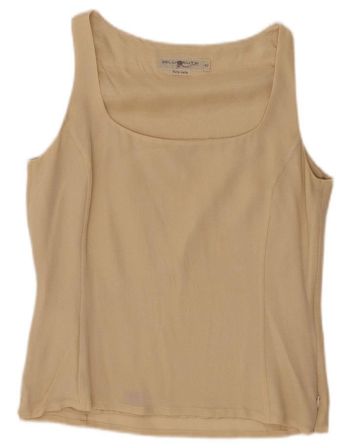 Blunauta blusa feminina sem mangas top IT 42 seda bege médio