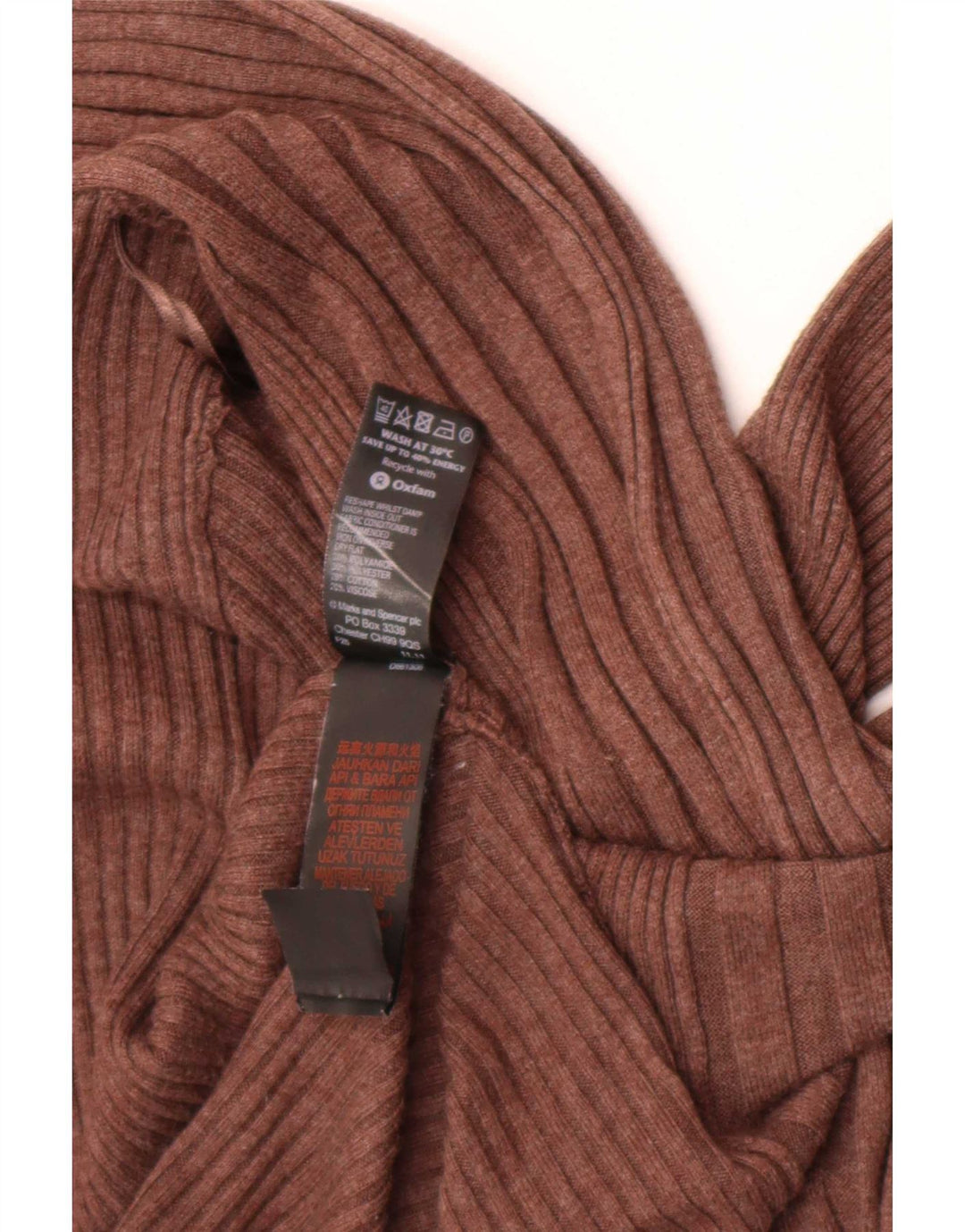 Suéter cardigã aberto assimétrico feminino Marks & Spencer Reino Unido 14 marrom médio